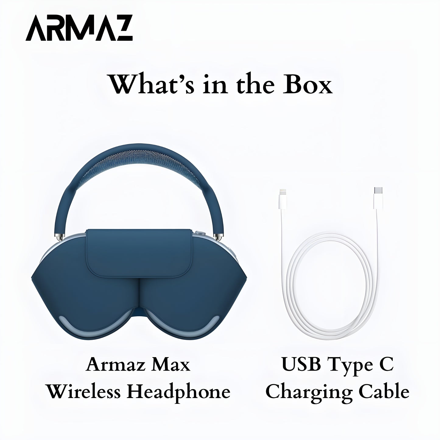 Armaz Max Wireless Headphones with High Quality Immersive Audio & Studio Grade Sound (Blue)