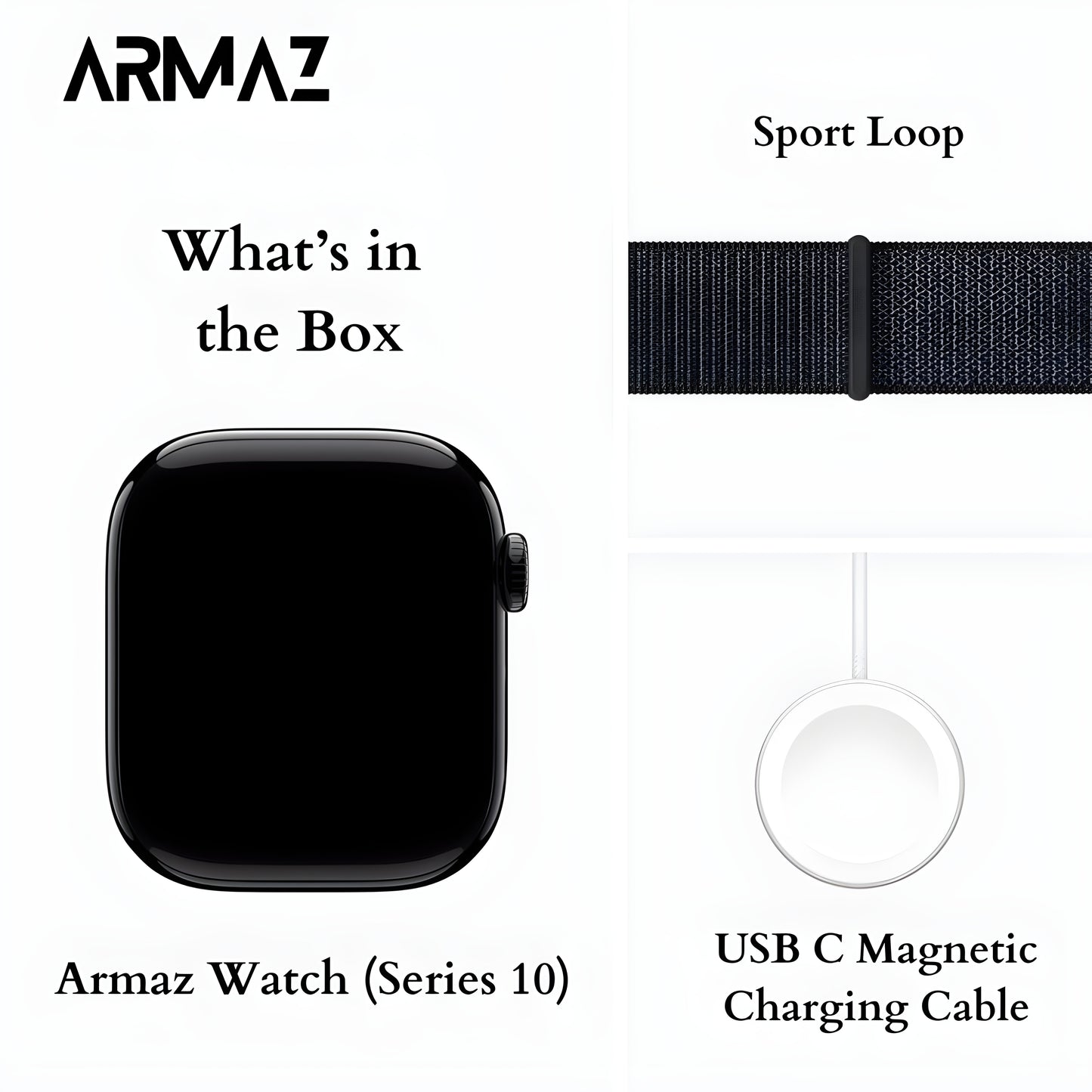 Armaz Watch Series 10 [GPS 46mm] Jet Black Aluminium with Ink Sport Loop (Free Size)